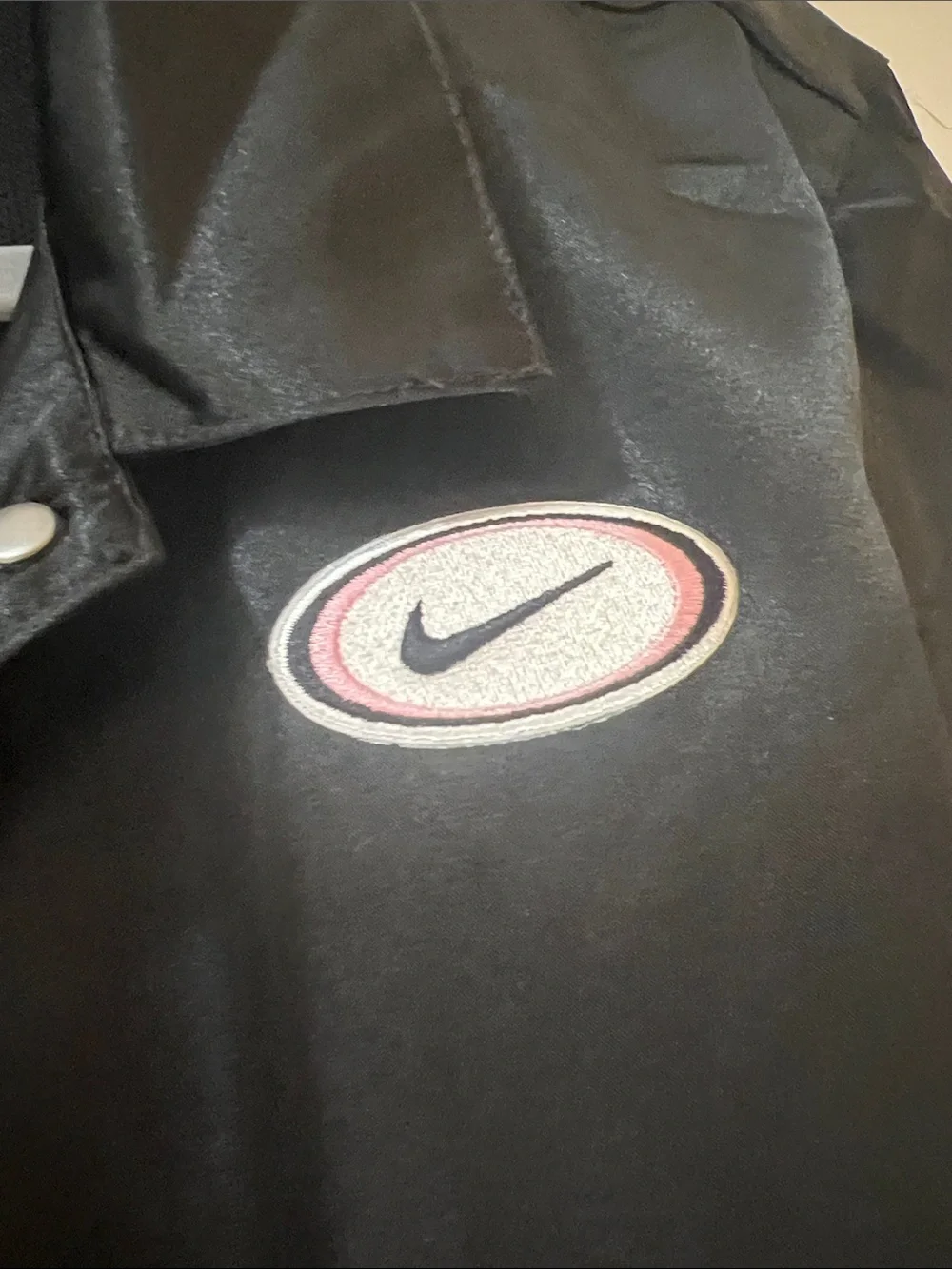 Nike Black Coaches Jacket with White & Red Swoosh Patch
